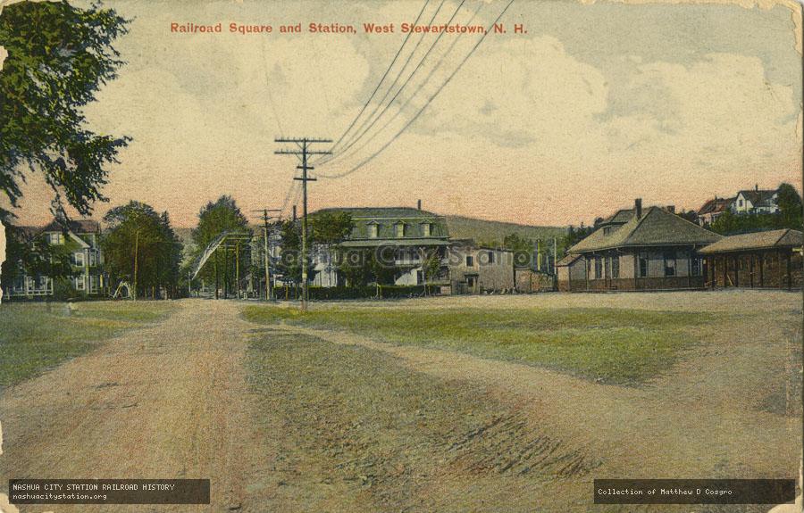 Postcard: Railroad Square and Station, West Stewartstown, New Hampshire